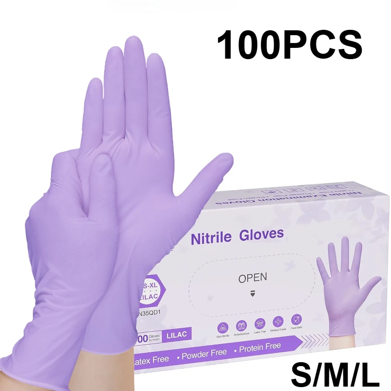 Medical Gloves - 10-100 個使い捨て紫色ニトリル手袋ラテックスフリー防水キッチン食品加工美容院作業用手袋に適しています