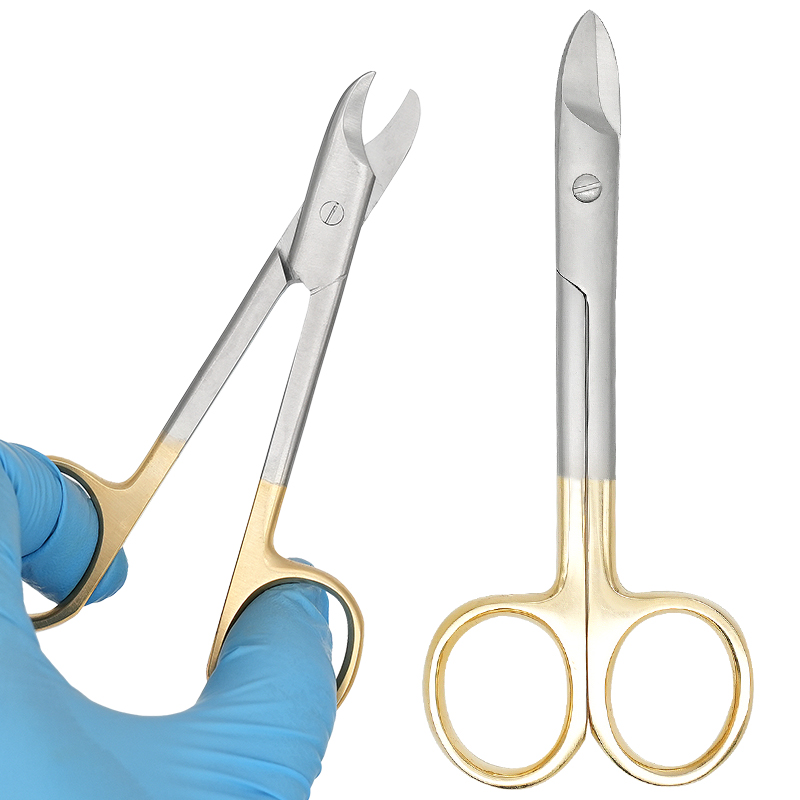 Medical Scissors - 1pc 歯科外科用はさみストレート/カーブチップゴールデンハンドルステンレス鋼金属クラウンはさみ歯科ラボ器具