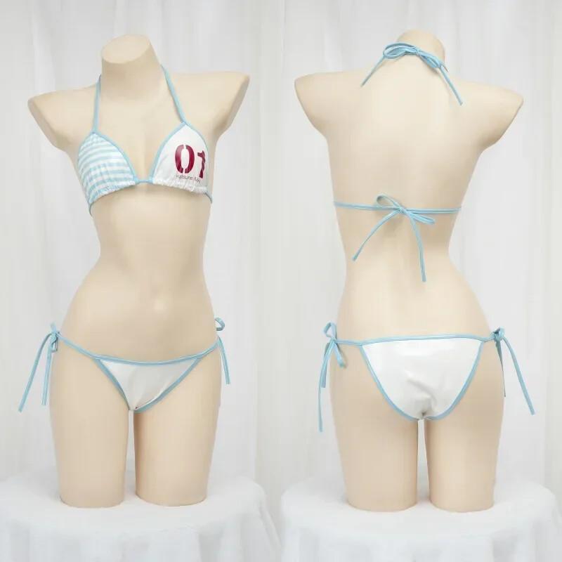 Bandage - 日本の可愛い女の子アニメコスプレ衣装レザービキニ背中開き包帯ミニ下着水着ナイトウェア