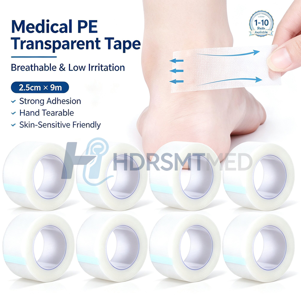 Medical Tape - 1～10個入り 透明医療用テープ 粘着性絆創膏 通気性あり 剥がしやすい 圧着感覚で接着するテープ