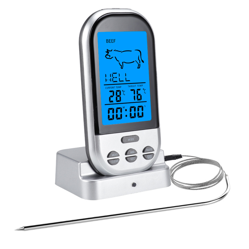 Thermometer Digital - ワイヤレスBBQタイマー温度計 キッチンオーブン用食品温度計 多機能デジタルディスプレイBBQ電子温度計