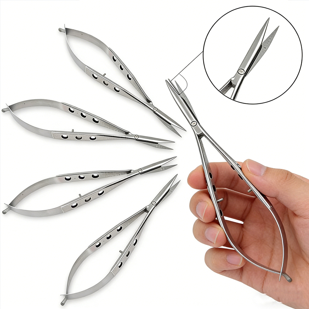 Medical Scissors - 5 個の結膜眼科はさみ鈍曲眼科手術器具ステンレス鋼チタン医療手術ツール