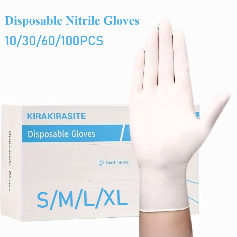 Medical Gloves - ホワイトニトリル使い捨て手袋パウダー&ラテックスフリー手袋キッチン調理家庭用美容ペットケア染毛剤クリーニング手袋