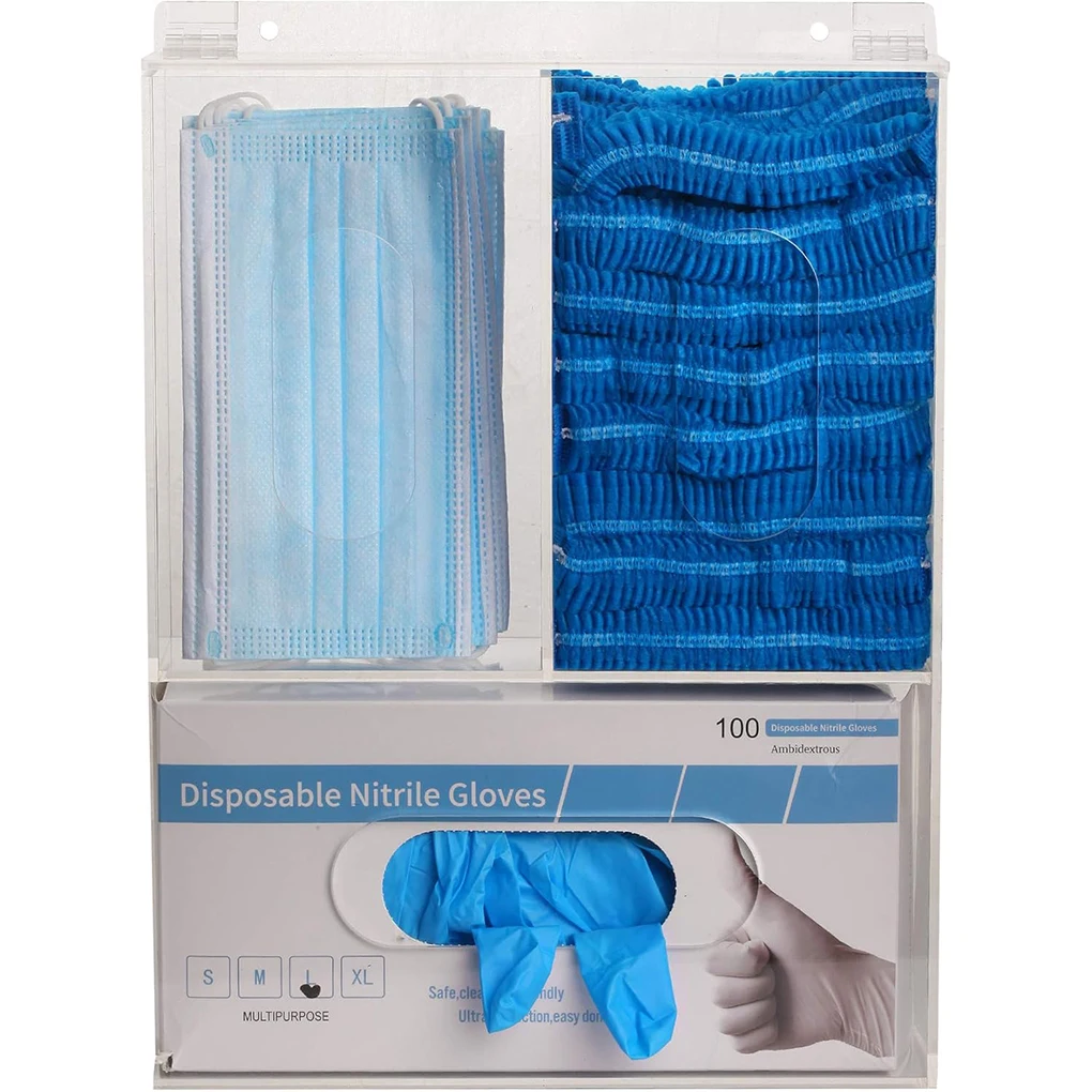 3 グリッドアクリルグローブホルダー透明壁掛けマスク手袋ディ - Medical Gloves のレビューと価格