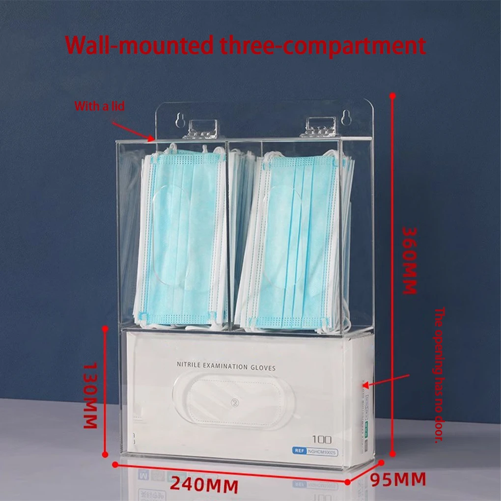 3 グリッドアクリルグローブホルダー透明壁掛けマスク手袋ディ - Medical Gloves のレビューと価格