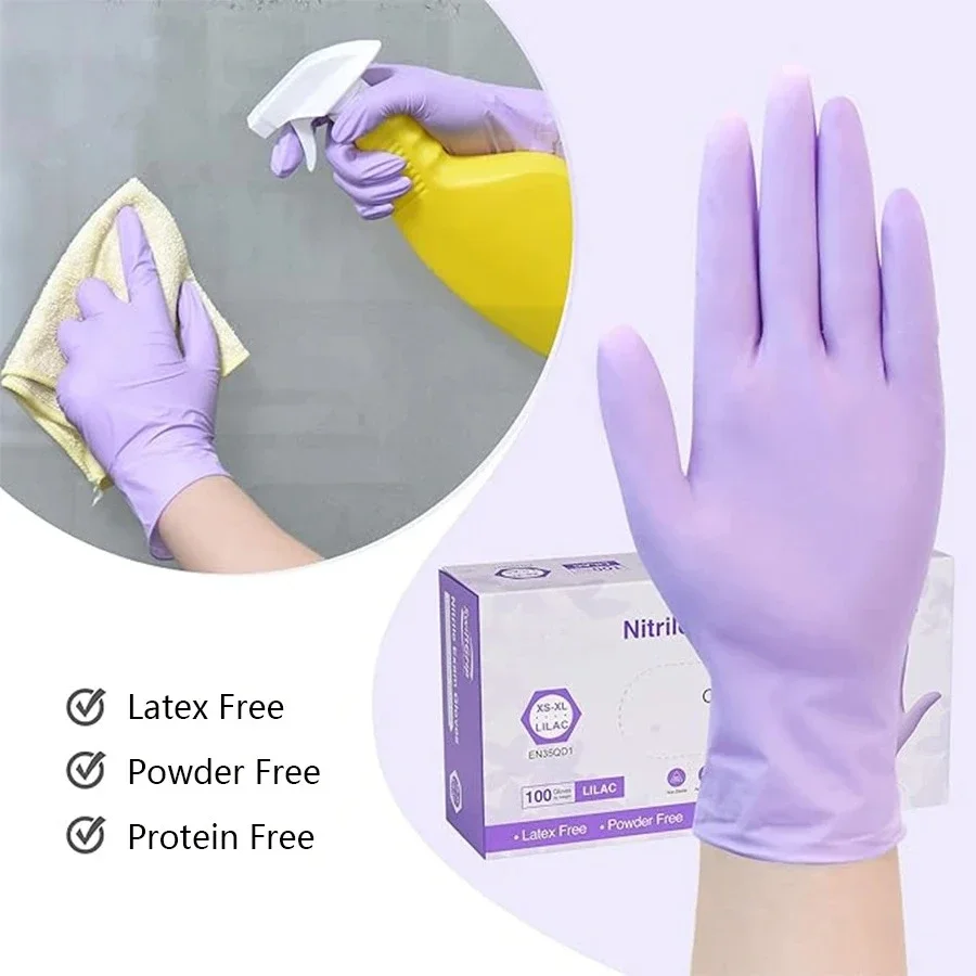 10-100 個使い捨て紫色ニトリル手袋ラテックスフリー防水 - Medical Gloves のレビューと価格
