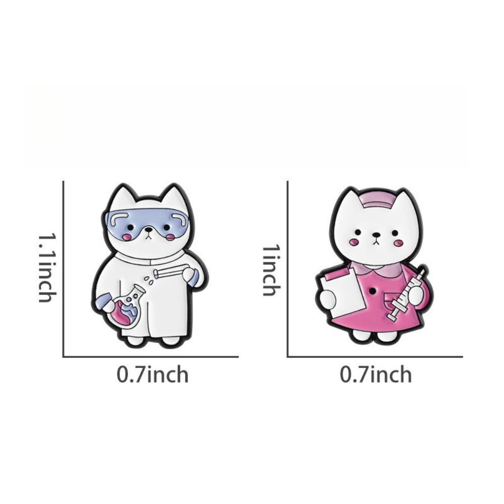 かわいい猫看護師研究室ワーカーブローチ漫画かわいい医療猫ピン - Medical Lab Images のレビューと価格