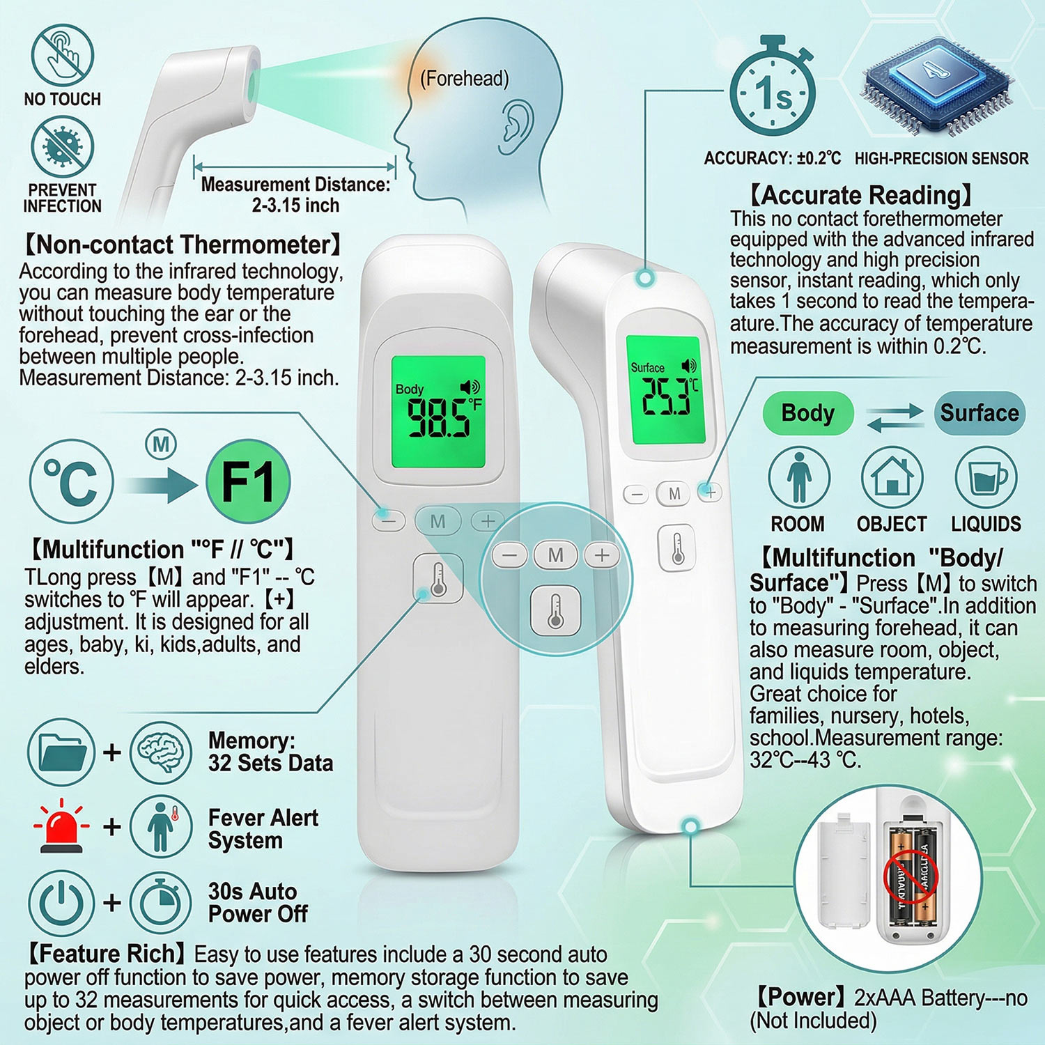 デジタル額体温計 電子非接触式臨床精度 非接触体温計 発熱ま - Pulse Oximeter のレビューと価格