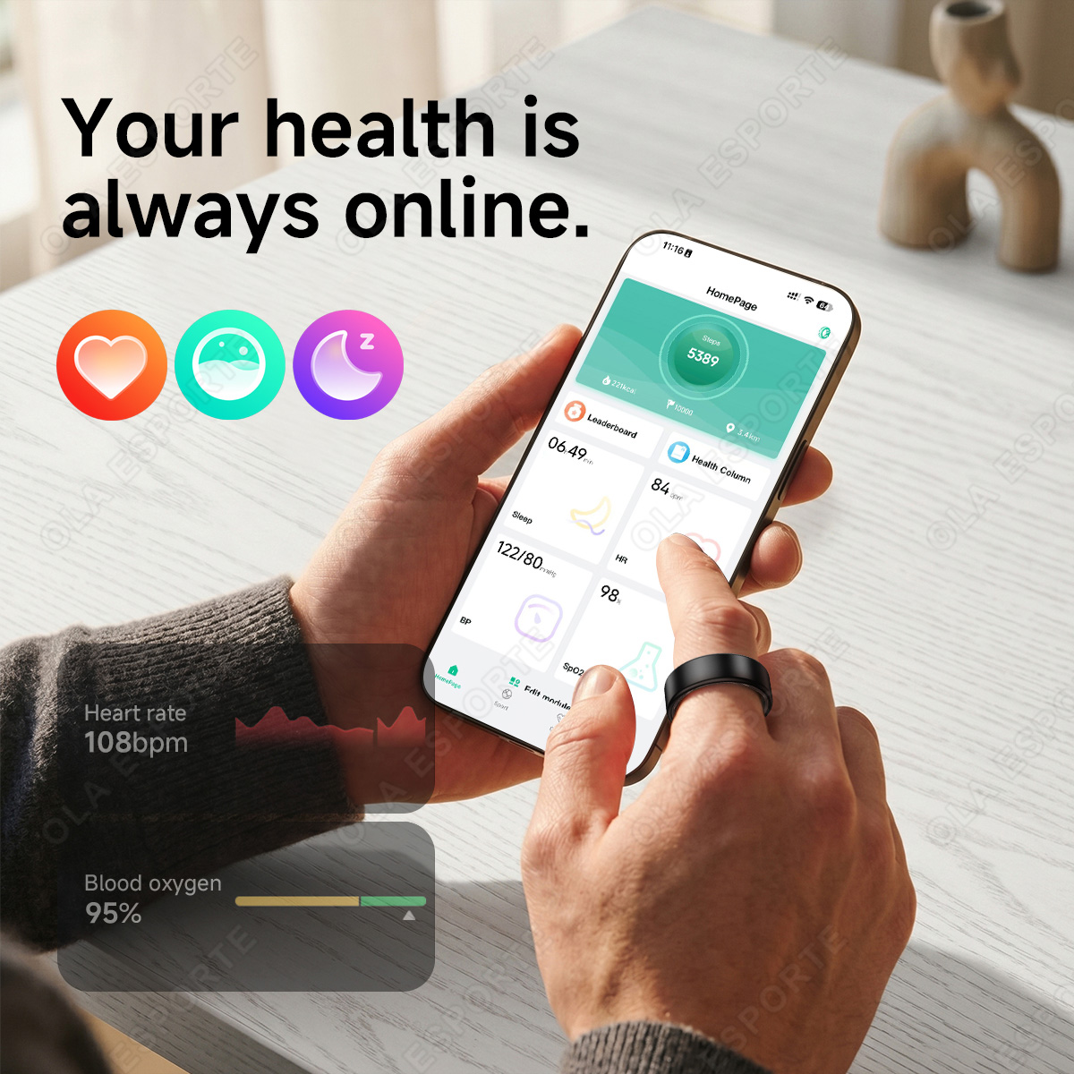 スマートリング 心拍数 血圧 睡眠モニター 防水 男女兼用  - Blood Pressure Monitor のレビューと価格