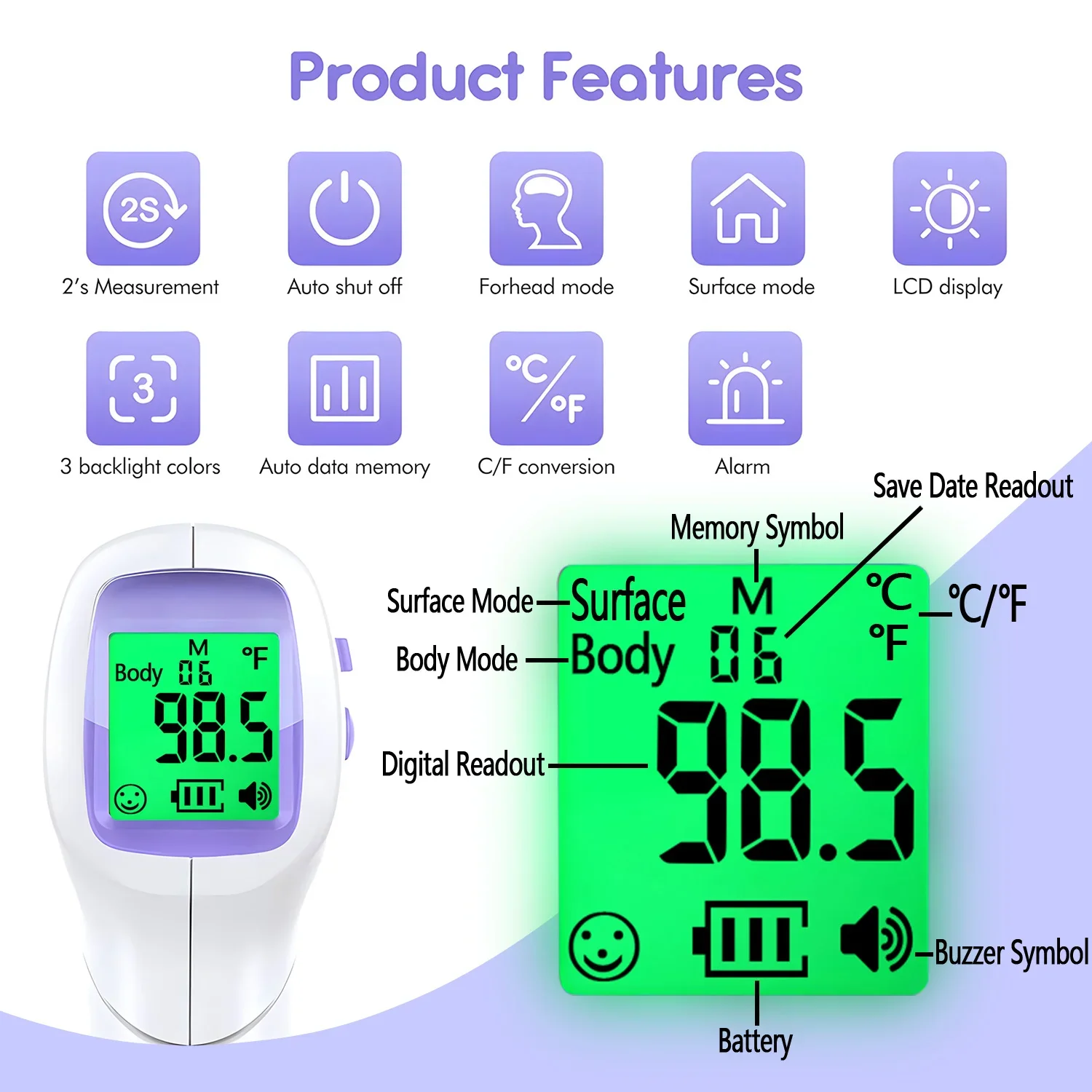 医療用赤外線体温計、LEDバックライト付きデジタル表示、非接 - Pulse Oximeter のレビューと価格